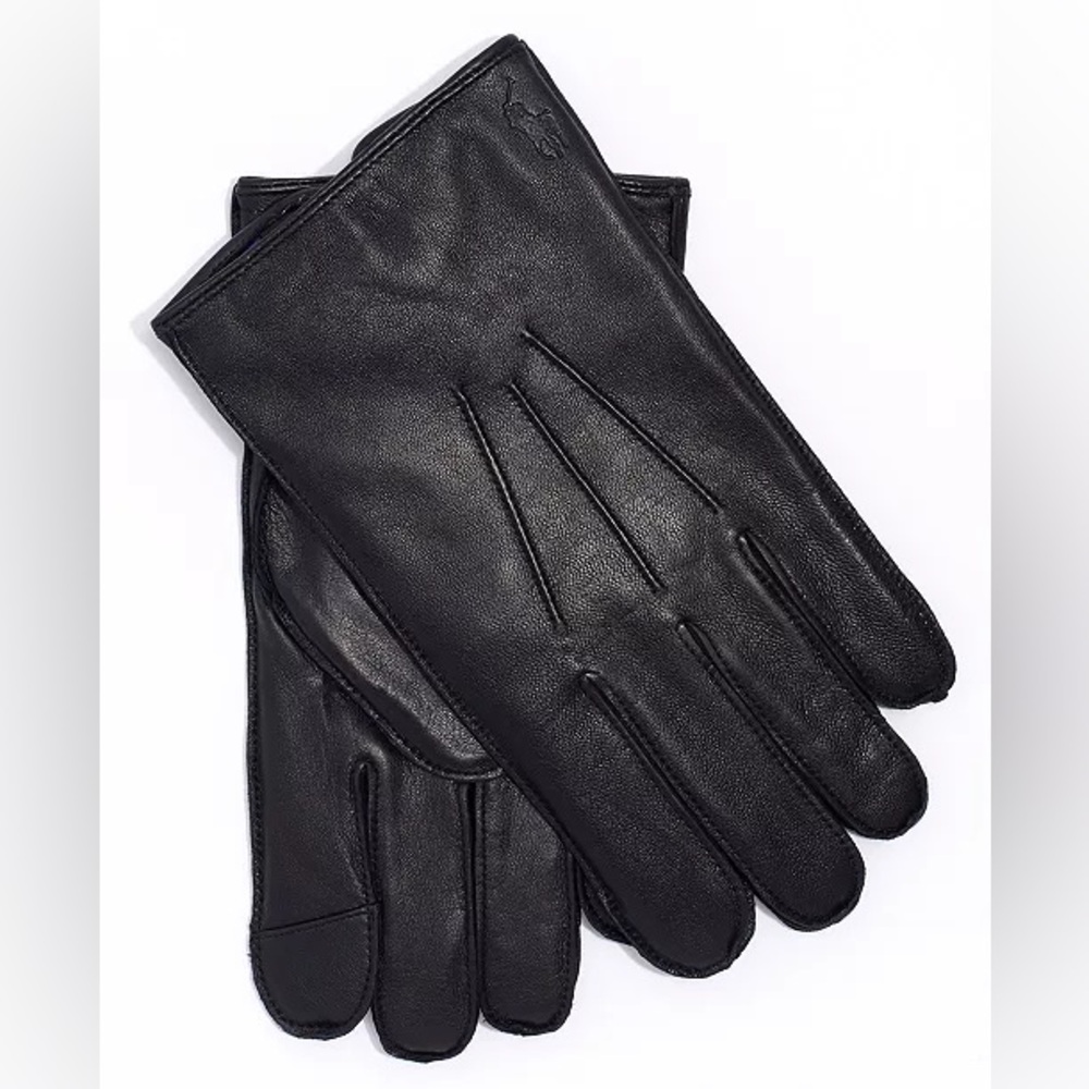 🆕 Polo Ralph Lauren Men’s Insulated Sheepskin Touch Screen Gloves. Black, MEDIUM